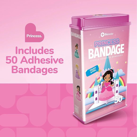 BioSwiss Bandages Princess Shaped Self Adhesive Bandage, Latex Free 50 COUNT - Picture 2 of 8